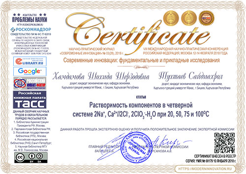 Сертификаты о публикации